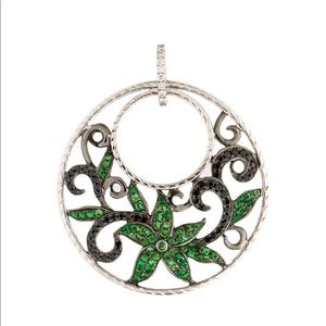 Black diamond & tsavorite 18 k white gold pendant